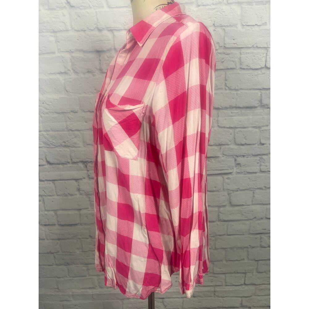 Khakis & Co Pink Plaid Button-Up Blouse - Women's 1X - Picture 6 of 7